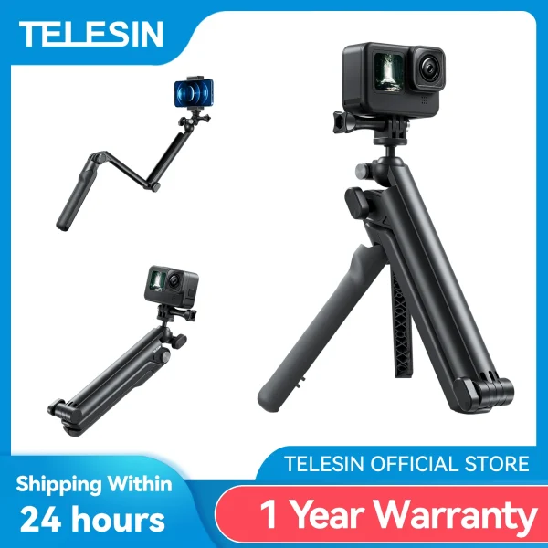 TELESIN 3 ways Selfie Stick with Tripod Hand Grip Pole for GoPro Hero Insta360 DJI Action Smart Phone Action Camera Accessories 1