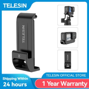 TELESIN For GoPro 9 10 11 12 Waterproof Side Cover Easy Removable Type-C Charging Cover Port For GoPro Hero 9 10 11 Battery 1