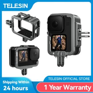 TELESIN Aluminium Alloy Frame Case For GoPro 9 10 11 12 Double Clod Shoe Protective shell For GoPro Hero 9 10 11 Accessories 1