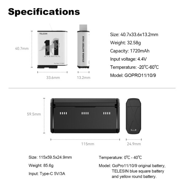 Endurance Battery + 3 Slots TF Card Battery Storage Charger Box 5