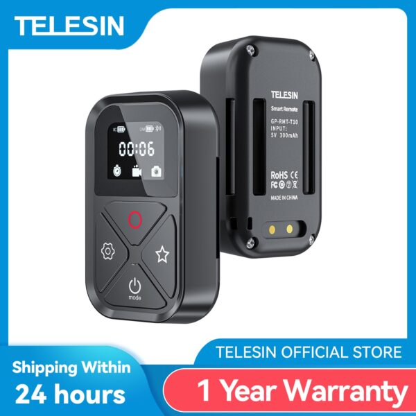 TELESIN 80M Bluetooth Remote Control for GoPro Hero 12 11 10 9 8 With Shortcut Key Screen Display Action Camera Accessories 1