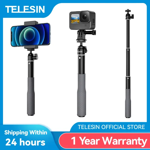 TELESIN Waterproof Divng Selfie Stick Floaty Monopod 360° Rotation Ball Head Selfie Stick for GoPro DJI Osmo Action Insta360 1