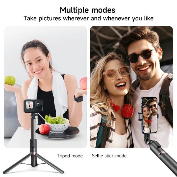 TELESIN 1.3M Vlog Selfie stick Tripod for GoPro Hero Insta 360 DJI Action Camera For Smartphone with Wireless Bluetooth Remote 6