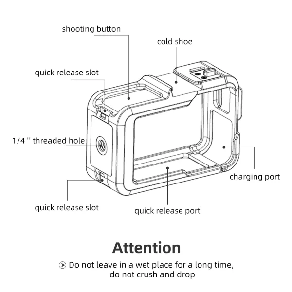 TELESIN Aluminium Alloy Frame Protective Case For DJI OSMO Action 3 4 Shoot Vertically Protective Shell For DJI Action 3 4 6