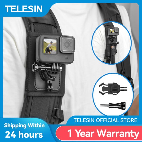 TELESIN 360° Rotation Backpack Strap Mount for GoPro Hero 12 11 10 9 8 7 6 5 4 Insta360 SJCAM EKEN DJI Osmo Action Accessories 1