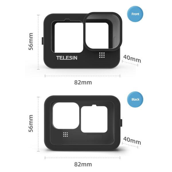 TELESIN Soft Silicone Case For GoPro 9 10 11 12 Lens Cap Blue Black Adjustable Hand Wrist Strap For GoPro Hero Black Accessories 5