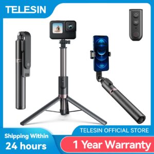 TELESIN 1.3M Selfie Stick Tripod With Wireless Bluetooth Remote Control for GoPro Insta 360 DJI Action Camera For Smart Phone 1