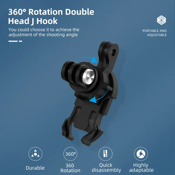 TELESIN 360° Rotation Backpack Strap Mount for GoPro Hero 12 11 10 9 8 7 6 5 4 Insta360 SJCAM EKEN DJI Osmo Action Accessories 6