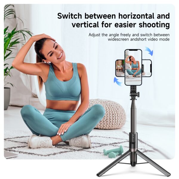 TELESIN 1.3M Selfie Stick Tripod With Wireless Bluetooth Remote Control for GoPro Insta 360 DJI Action Camera For Smart Phone 5