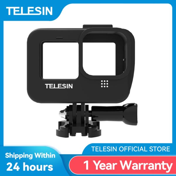 TELESIN Vlog Frame Housing Case Mount Bracket With Cold Shoe Battery Side Cover Hole for GoPro Hero 9 10 11 12 Black Accessories 1