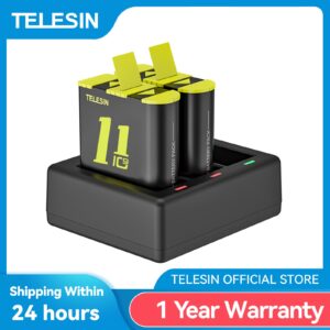 2Pack 1750mAh Battery For GoPro 12 11 10 9 + 3 Ways Battery Charger LED Light 1