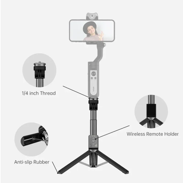 Hohem 3 In 1 Phone Selfie Stick Extendable Retractable Stable Compact Tripod with Remote Control Kit for iSteady V2/X2/XE/Pro 4 5