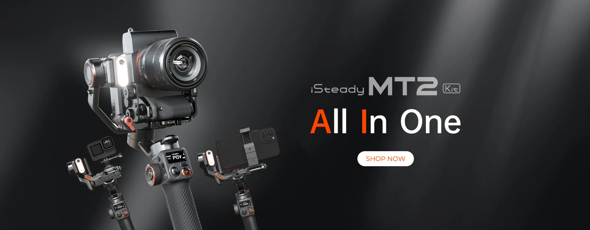 All-in-one smartphone gimbal in black and white colors