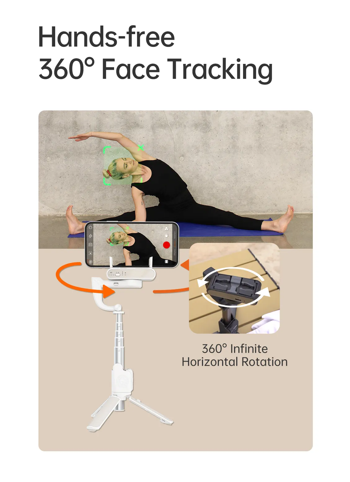 360° horizontal rotation for panoramic shots