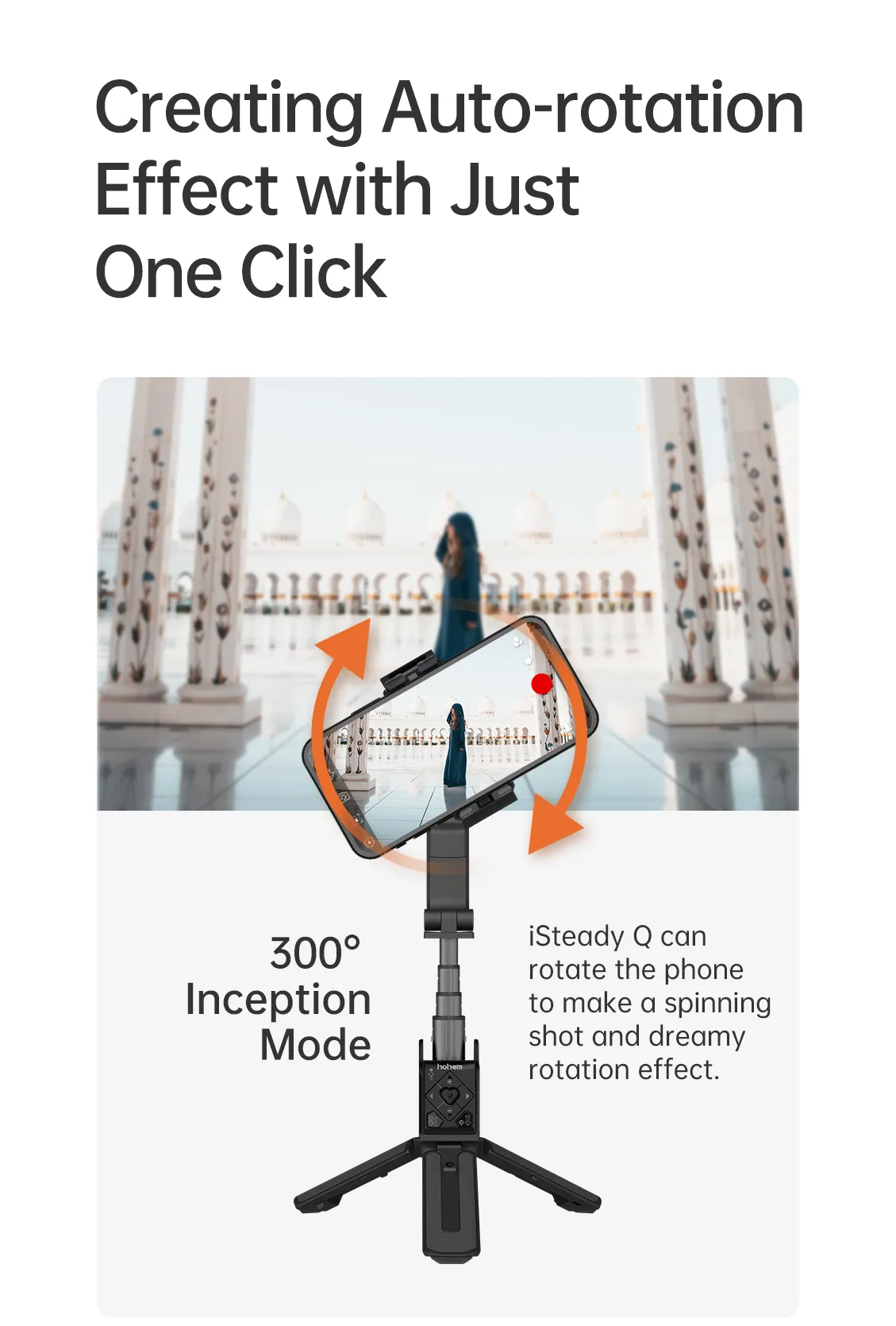 iSteady Q Selfie Stick face tracking technology