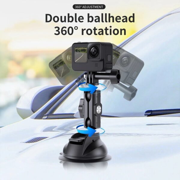 TELESIN Universal Car Phone Holder Suction Cup 360° Adjustable 1/4 Adapter For GoPro Insta360 Osmo Action SJCAM Mobile Phone 2