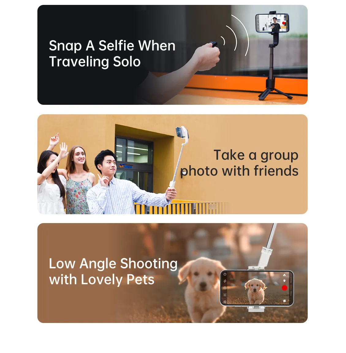 Low angle shooting feature for pets and kids