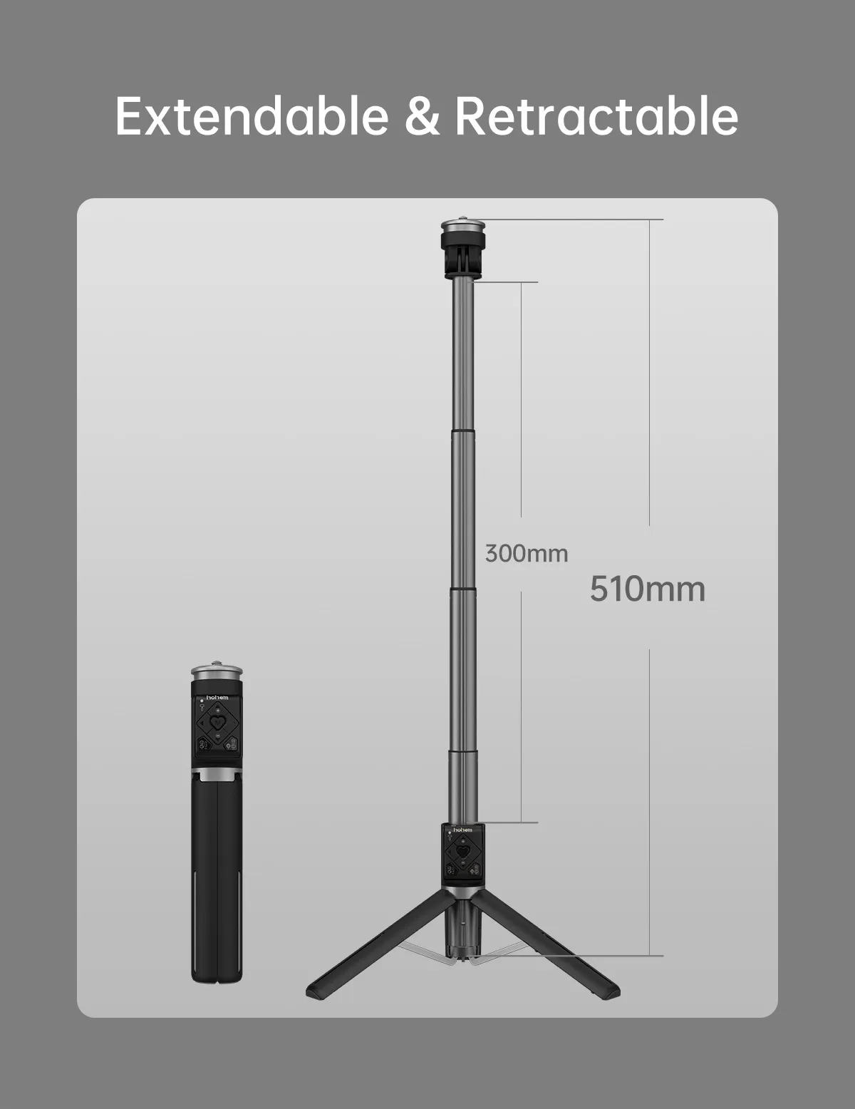 Extendable segments of the selfie stick