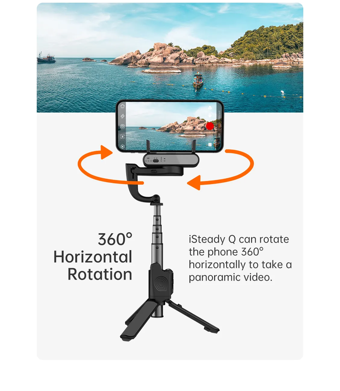 iSteady Q Selfie Stick auto-rotation feature