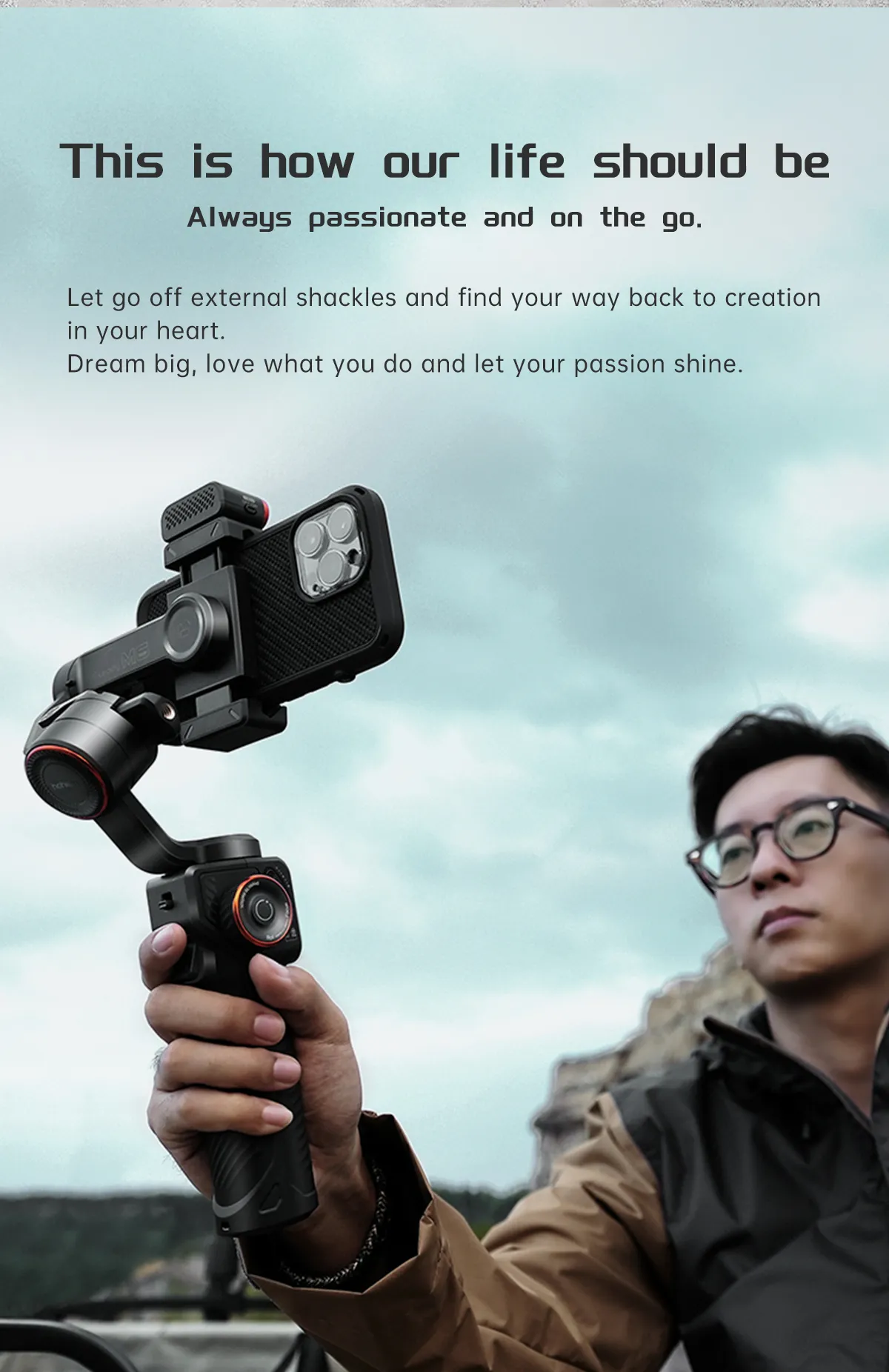 Gimbal Stabilizer Selfie Tripod Full View