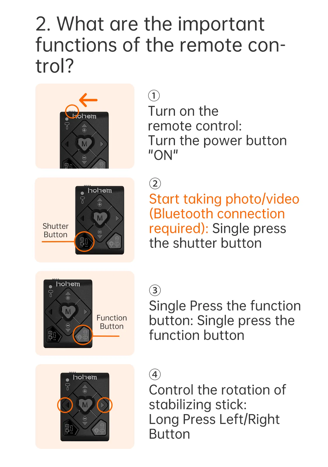 Extended rod and adjustable features of the gimbal