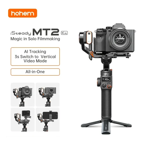 Hohem iSteady MT2 Kit for Mirrorless Camera Action Camre Smartphone, Stabilizer for Sony/Nikon/Canon, 3 Axis Gimbal Load 1.2kg 1