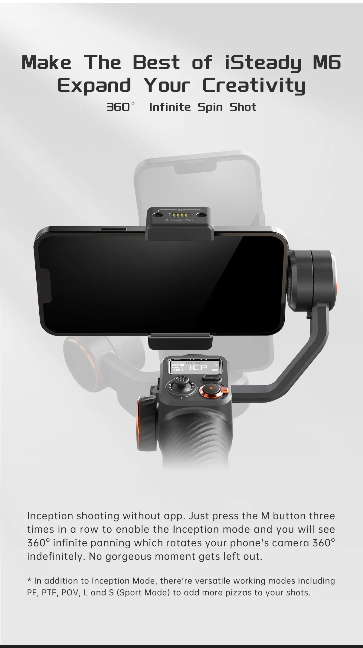 Easy handling of Gimbal Stabilizer Smartphone Tripod