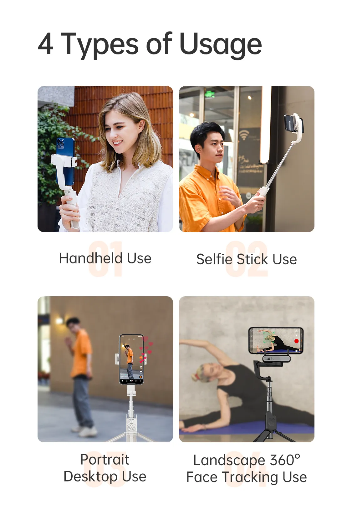 Rotatable arm of the gimbal selfie stick