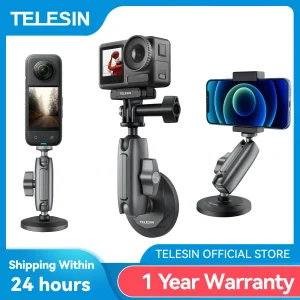 TELESIN Aluminum Alloy Magnetic Action Camera Holder 360° Adjustable 1/4 Adapter For GoPro Insta360 DJI OSMO Action Smart Phone 1