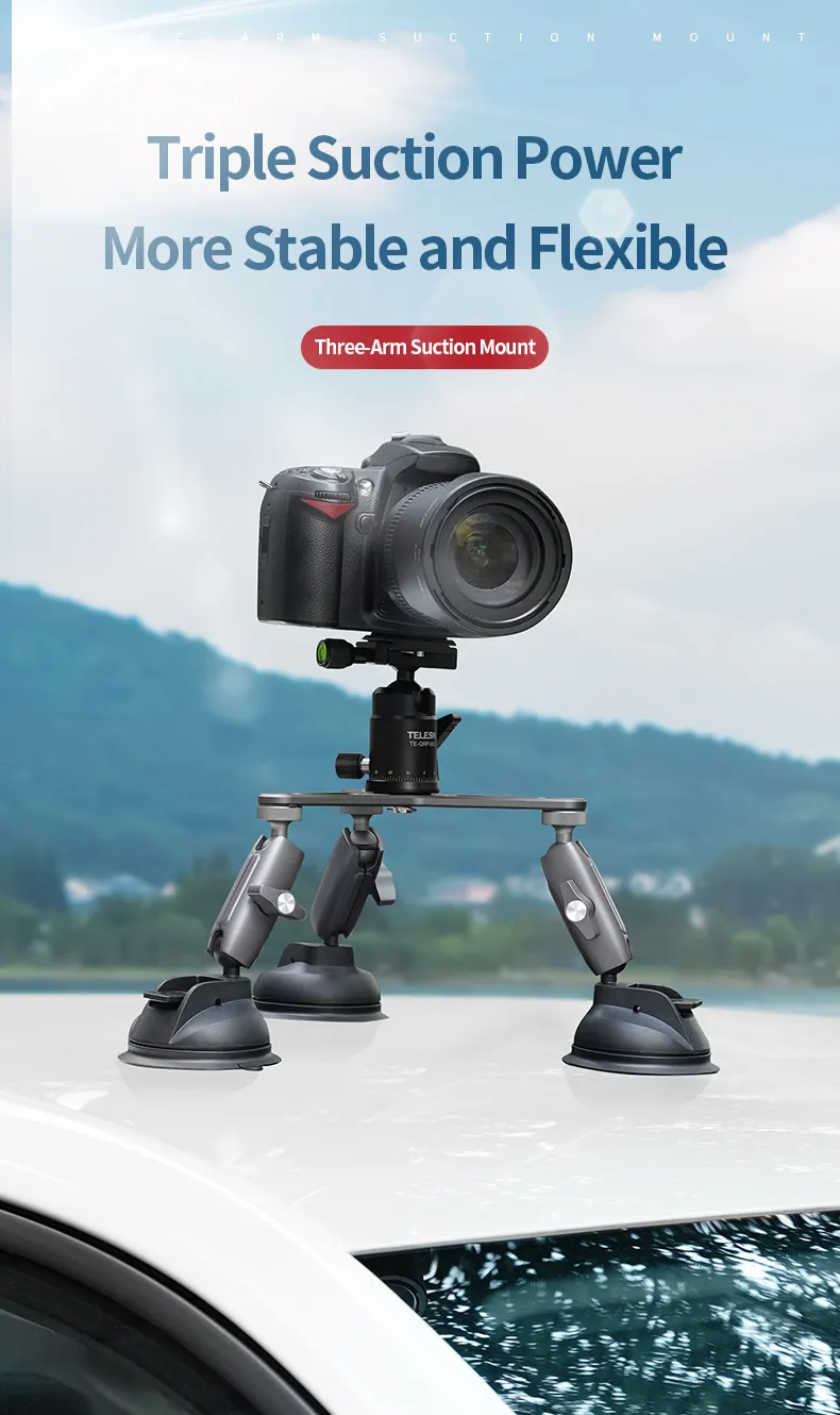 360° Suction Cup Car Tripod Holder Mount