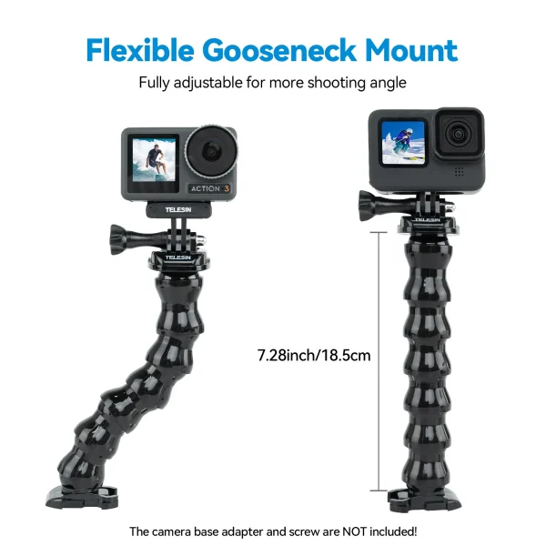 TELESIN Car Suction Cup Window Glass Mount Flexible Holder for GoPro 11 10 9 8 7 6 5 Insta360 Osmo Action SJCAM EKEN Smartphone 4