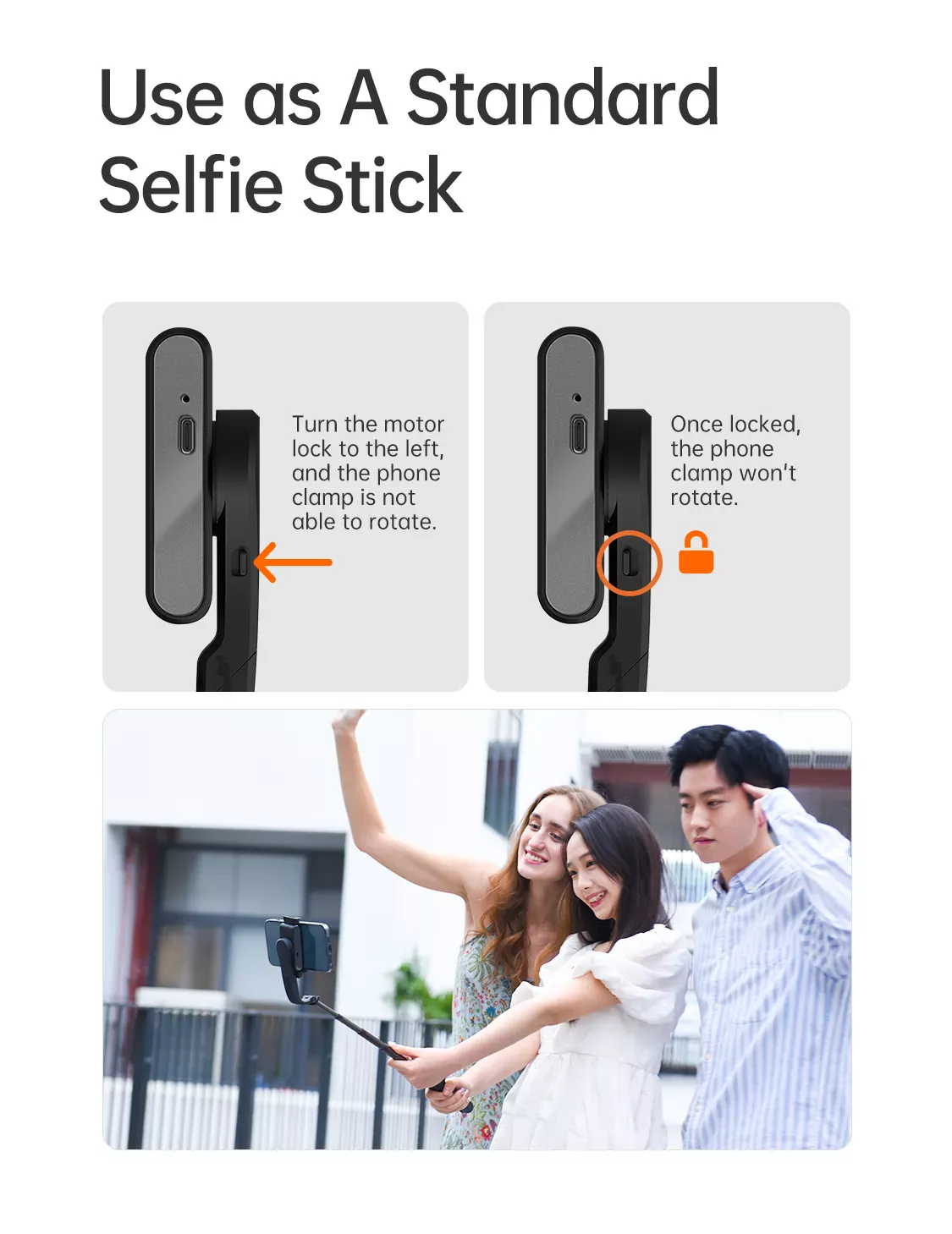 iSteady Q Selfie Stick skin-friendly handle