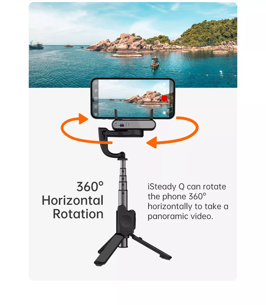 iSteady Q Selfie Stick auto-rotation feature