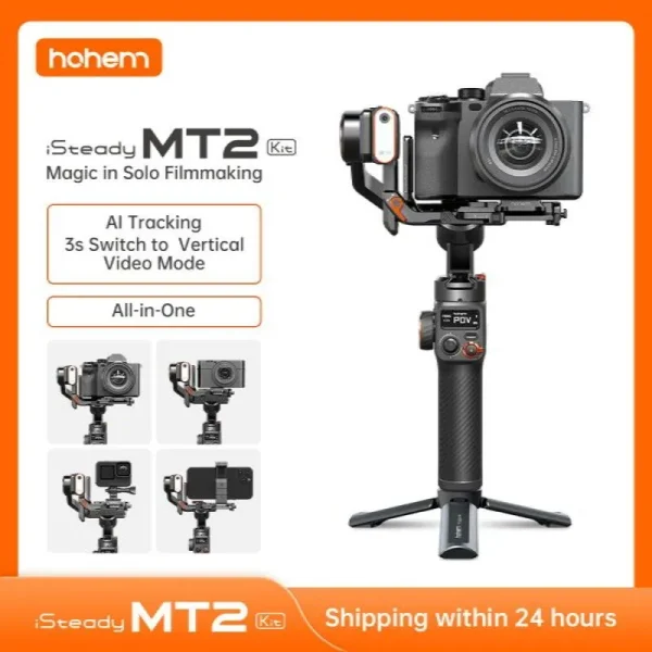 Hohem iSteady MT2 Kit 3 Axis Gimbal for Mirrorless Camera Action Camre Smartphone, Stabilizer for Sony/Nikon/Canon, Load 1.2kg 1