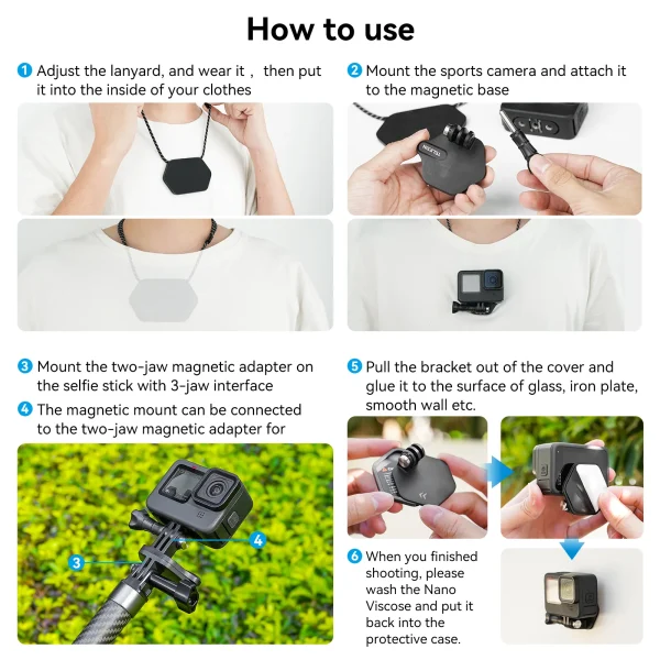 Magnetic Action Camera Quick Release Bracket: GoPro, Insta 360, DJI & Mobile Accessory 6