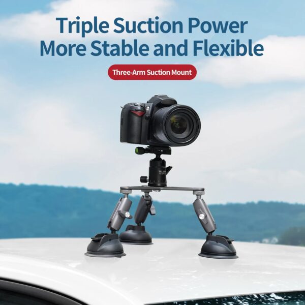 TELESIN Suction Cup Car Tripod Holder Mount 360° Detachable Ball Head For Canon Sony For GoPro 10 9 8 Insta360 DJI Osmo Action 2 2